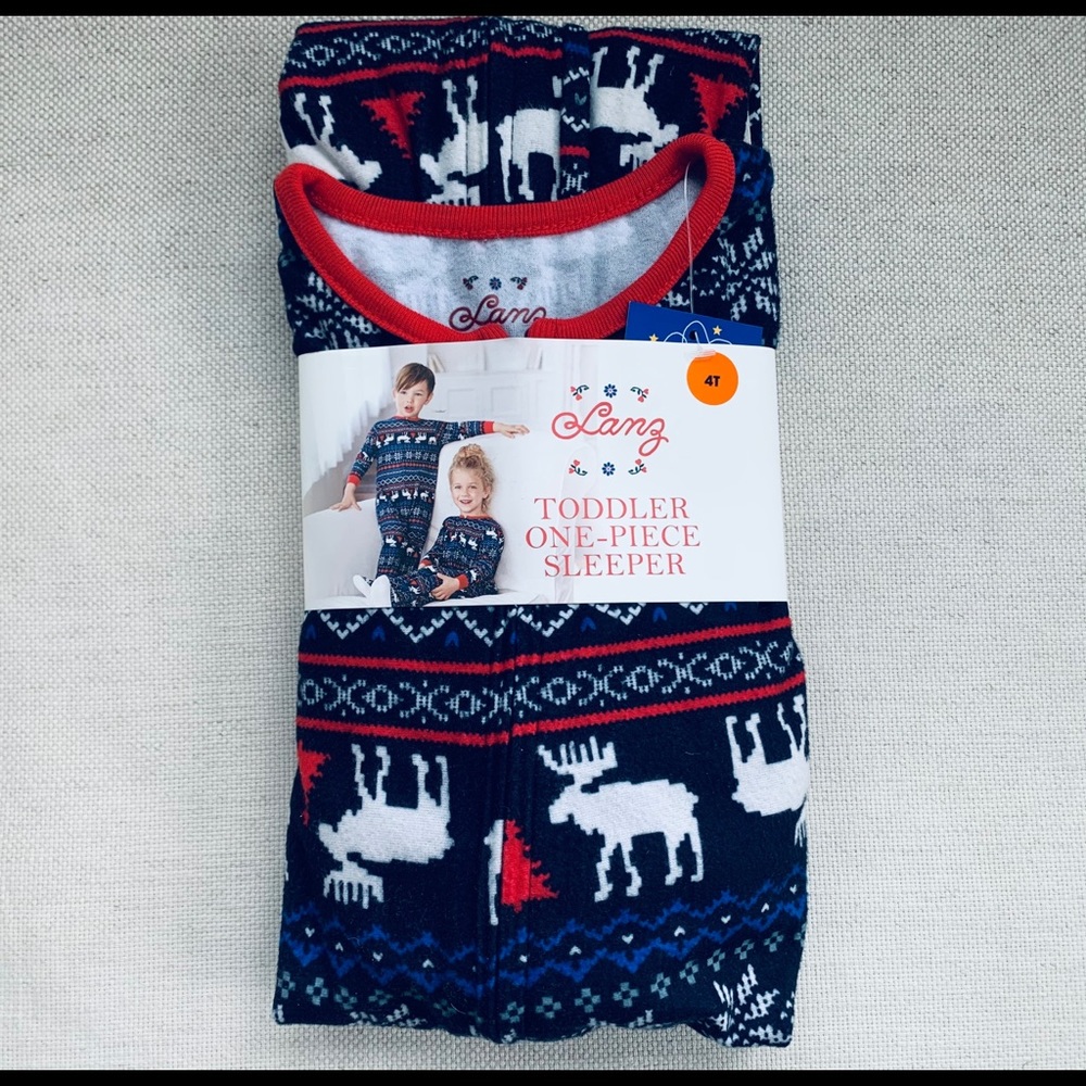 Lanz Navy Holiday One-Piece Sleeper Pajamas